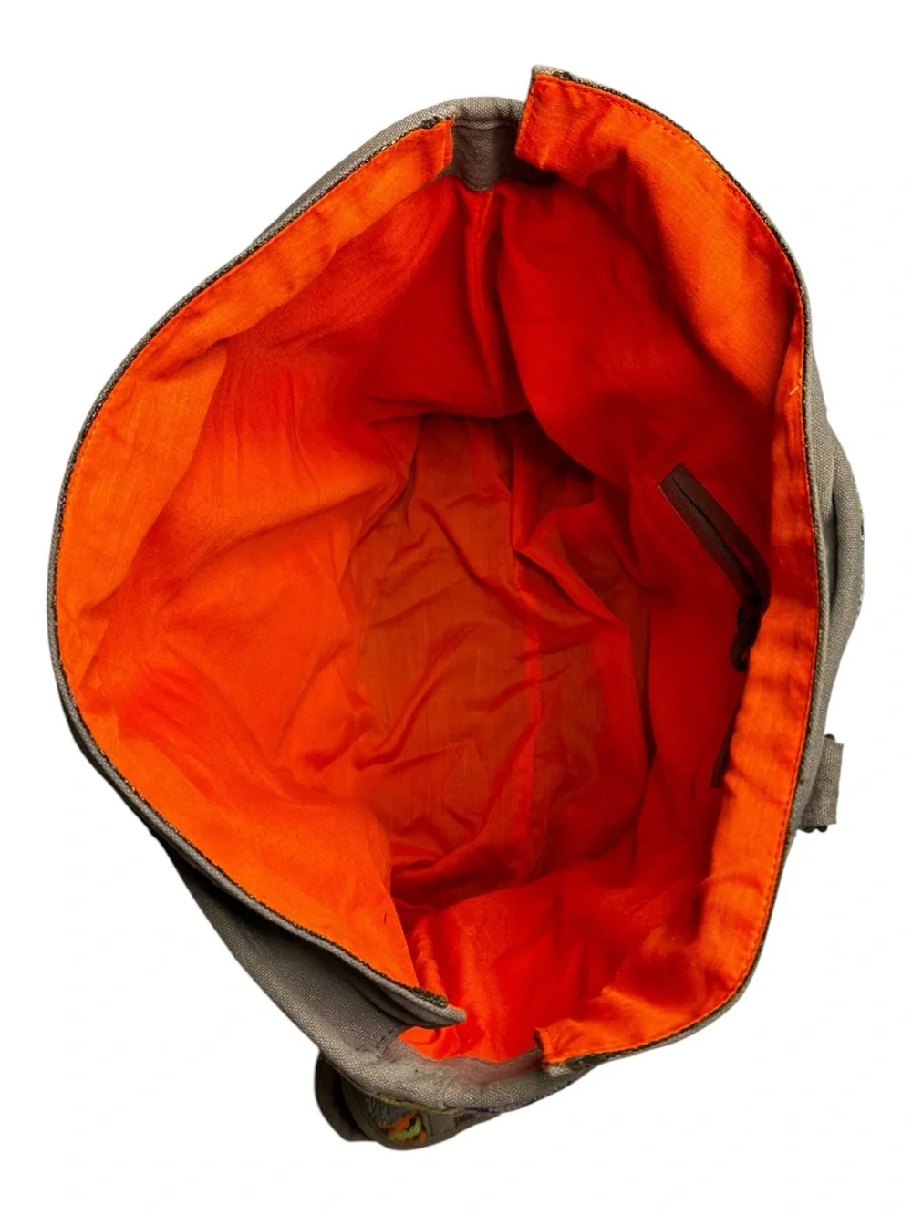 Free People Weekender Woven Tote Bag Boho Tribal Knit Orange Lined OS
